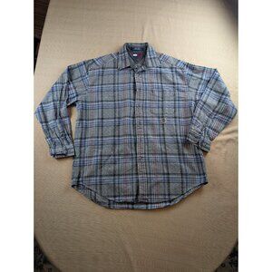 Vintage Tommy Hilfiger Flannel Button Shirt Mens Size L Multicolor Cotton